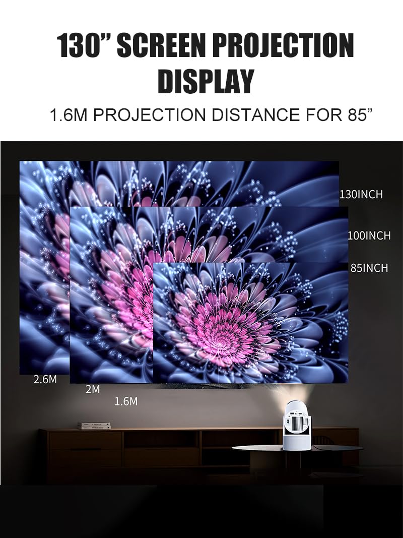Mini Projector, Support 4K 1080P Portable Projector with Dual Band WIFI6 5G Wireless 5.2 Bluetooth Android 11, 200 ANSI Lumens, 180° Rotatable, Auto Keystone Correction,35"-130" Screen Video Projector