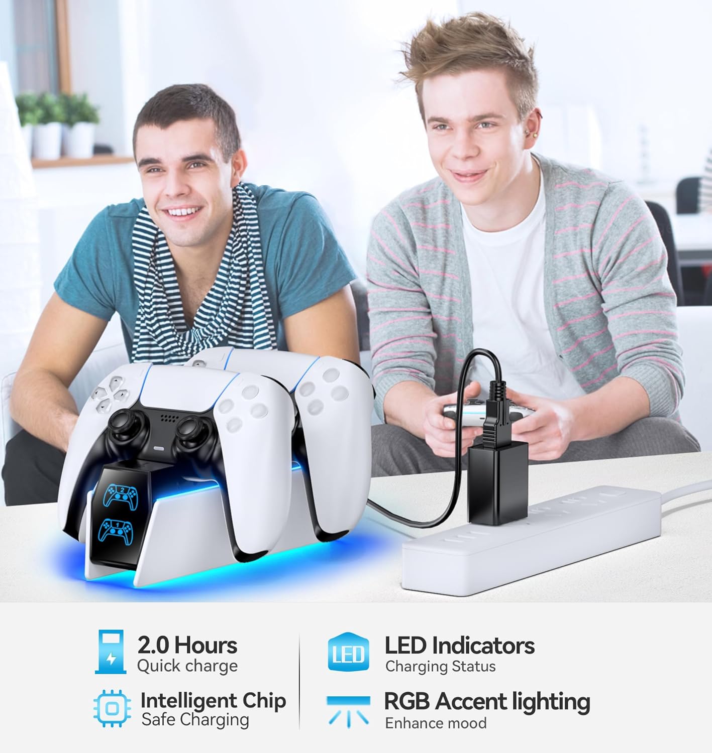 OIVO PS5 Controller Charger PS5 Accessories Kits with Fast Charging AC Adapter, Controller Charging Stand for PlayStation 5, Docking Station Replacement for DualSense Charging Station