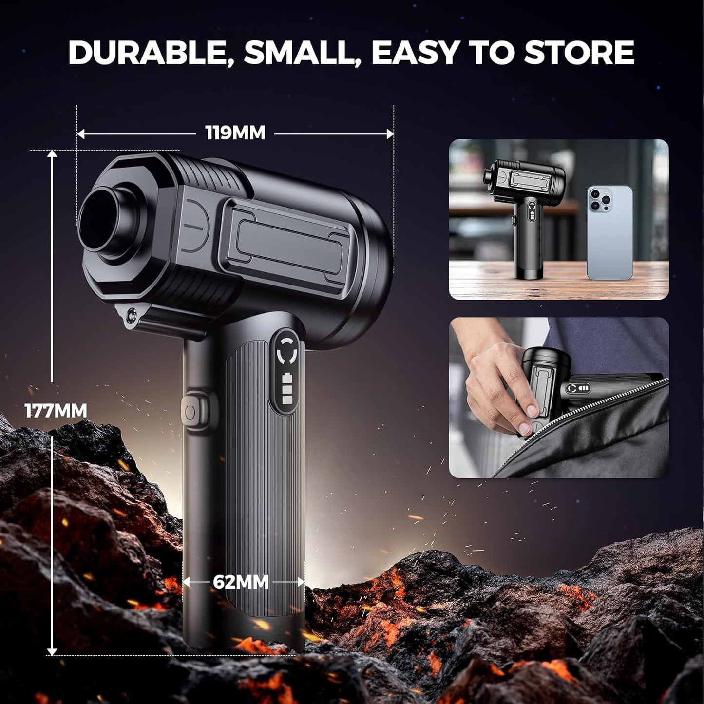 Compressed Air Duster: 100000RPM Electric Air Duster with LED Light Mini Air Blower Rechargeable Cordless Keyboard Cleaning Jet Dry Blower - Car, PC and Home Cleaning Kit Easier to use