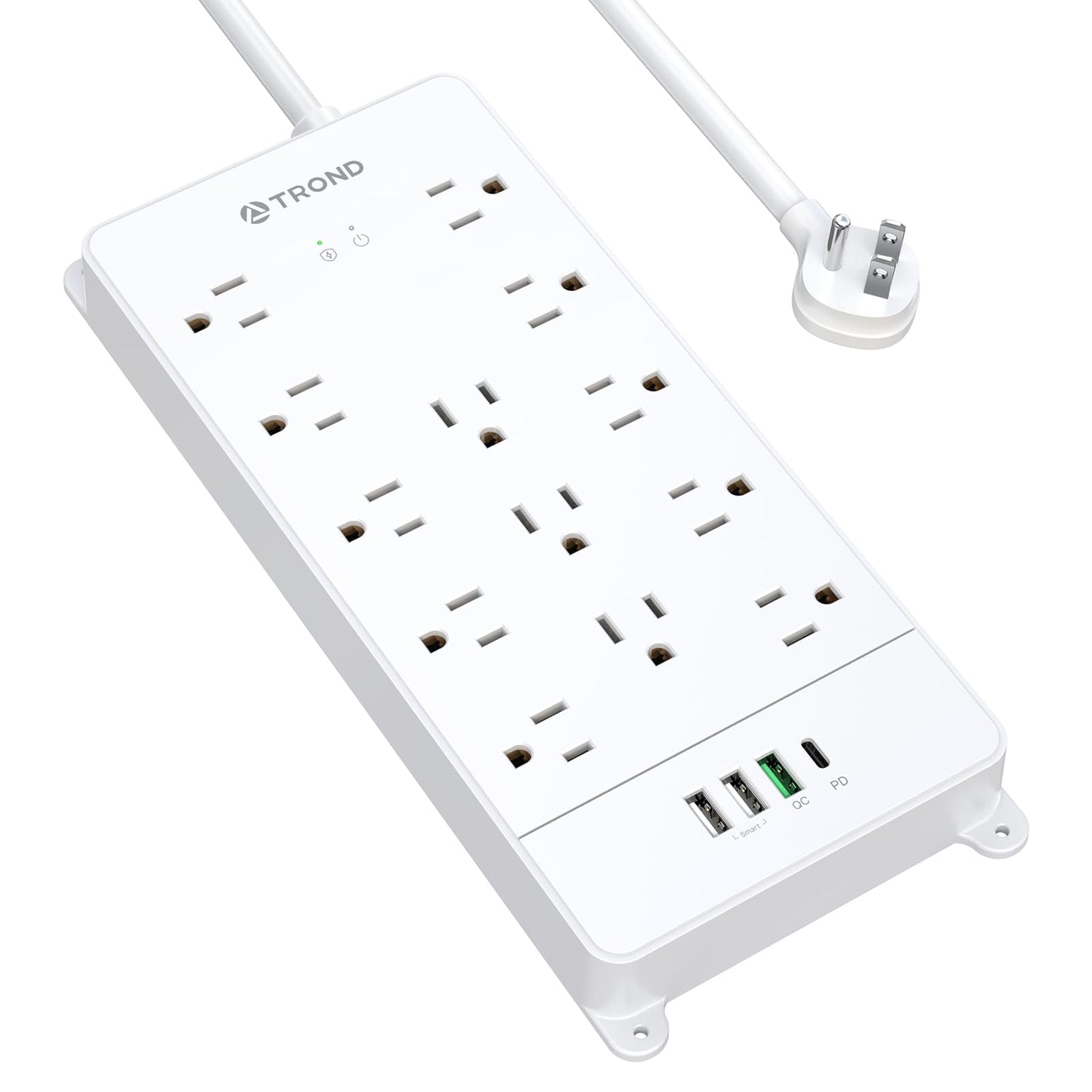 TROND Surge Protector Power Strip, 4000 Joules, ETL Listed, 13 Widely-Spaced Outlets Expansion with USB C Ports, Low-Profile Flat Plug, Wall Mountable, 5ft Extension Cord, 14AWG Heavy Duty, Black