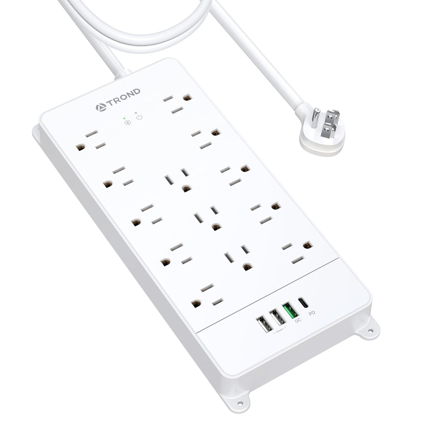 TROND Surge Protector Power Strip, 4000 Joules, ETL Listed, 13 Widely-Spaced Outlets Expansion with USB C Ports, Low-Profile Flat Plug, Wall Mountable, 5ft Extension Cord, 14AWG Heavy Duty, Black