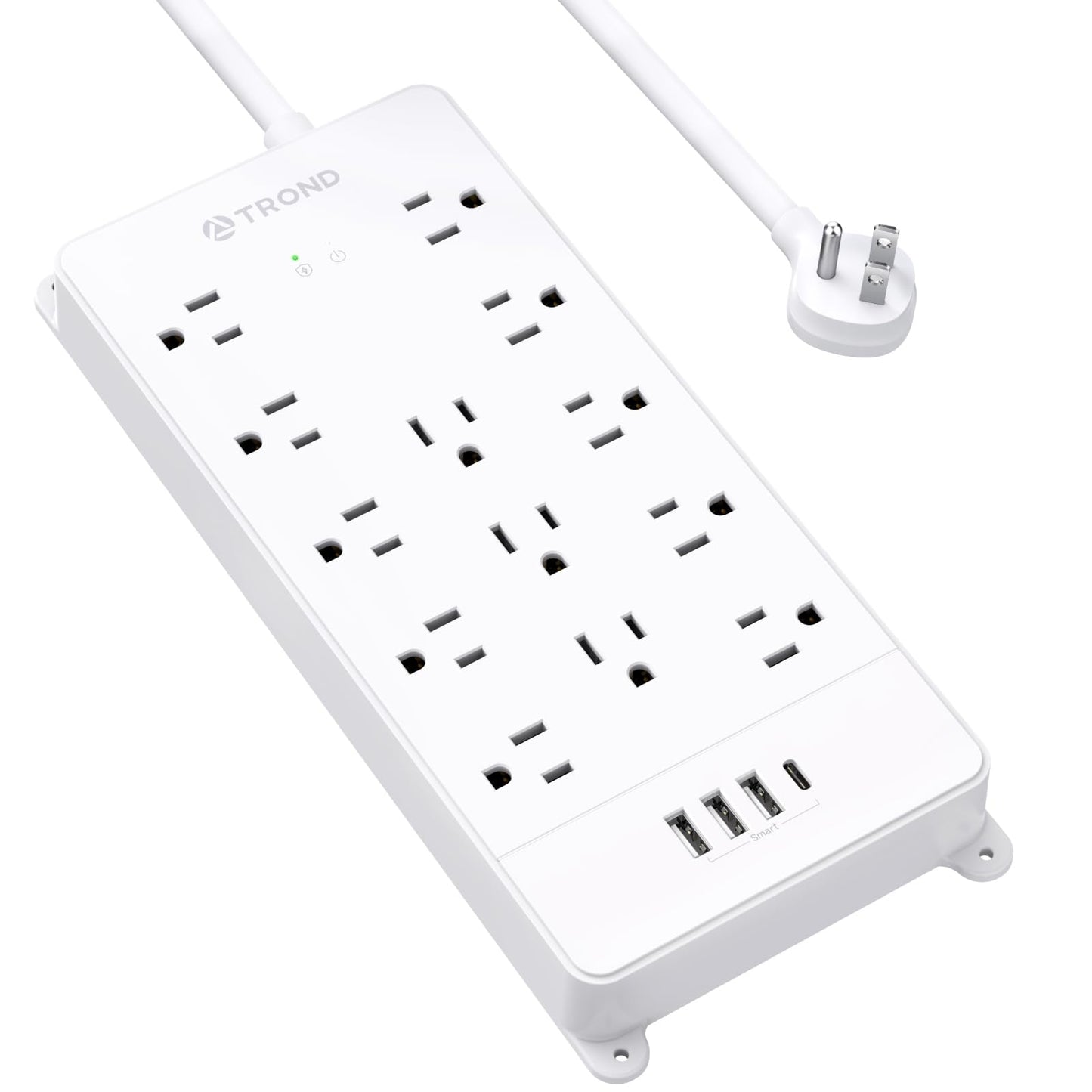 TROND Surge Protector Power Strip, 4000 Joules, ETL Listed, 13 Widely-Spaced Outlets Expansion with USB C Ports, Low-Profile Flat Plug, Wall Mountable, 5ft Extension Cord, 14AWG Heavy Duty, Black