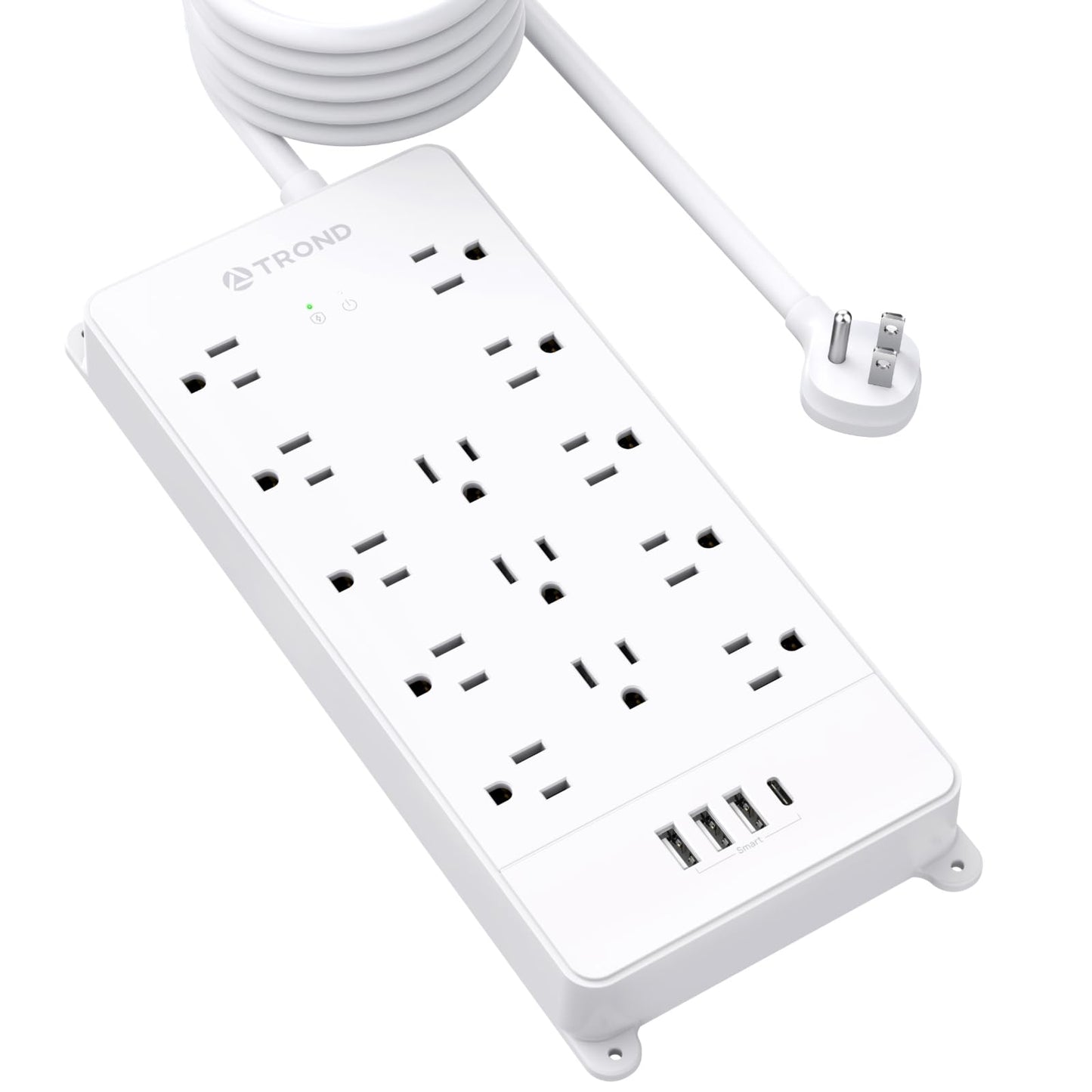 TROND Surge Protector Power Strip, 4000 Joules, ETL Listed, 13 Widely-Spaced Outlets Expansion with USB C Ports, Low-Profile Flat Plug, Wall Mountable, 5ft Extension Cord, 14AWG Heavy Duty, Black