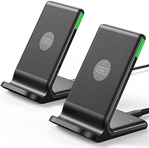 INIU Wireless Charger, 15W Fast Qi Certified Wireless Charging Station with Sleep-Friendly Adaptive Light Compatible with iPhone 16 15 14 13 Pro XS 8 Plus Samsung Galaxy S25 S24 S23 Note 20 Google etc