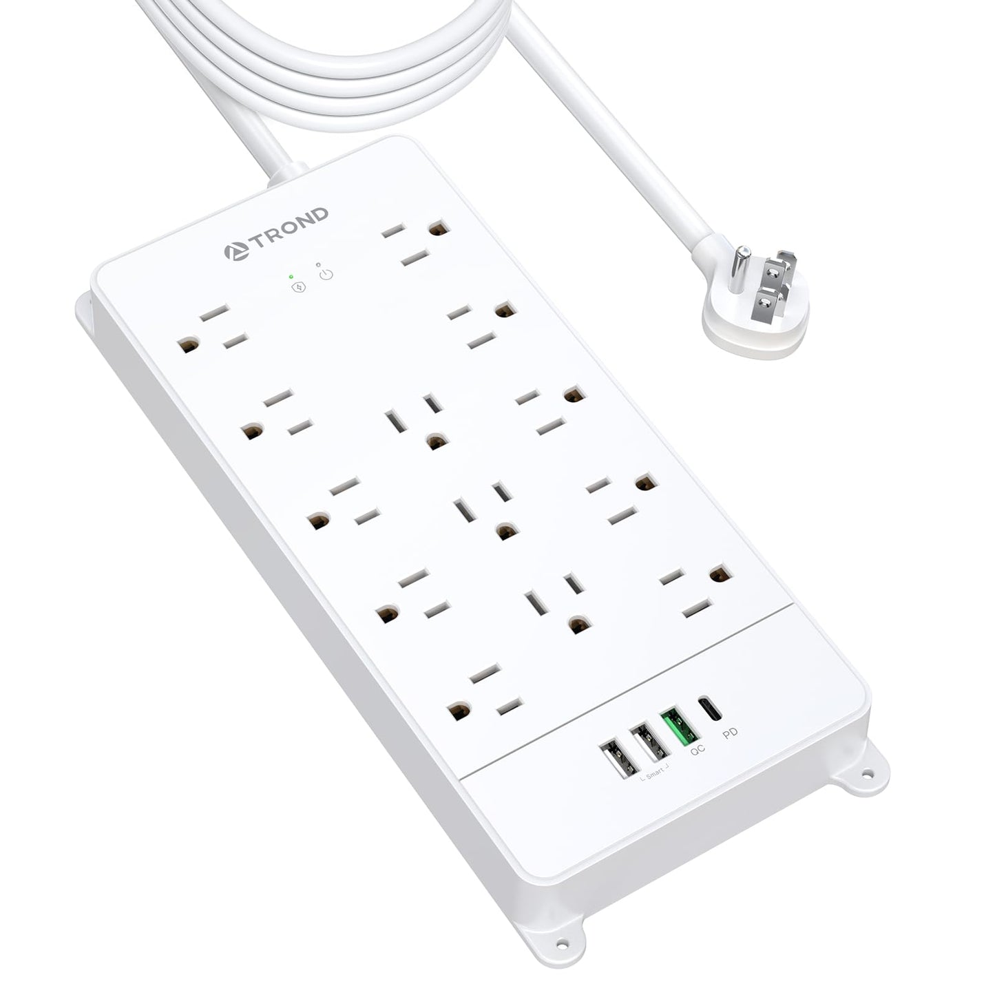 TROND Surge Protector Power Strip, 4000 Joules, ETL Listed, 13 Widely-Spaced Outlets Expansion with USB C Ports, Low-Profile Flat Plug, Wall Mountable, 5ft Extension Cord, 14AWG Heavy Duty, Black