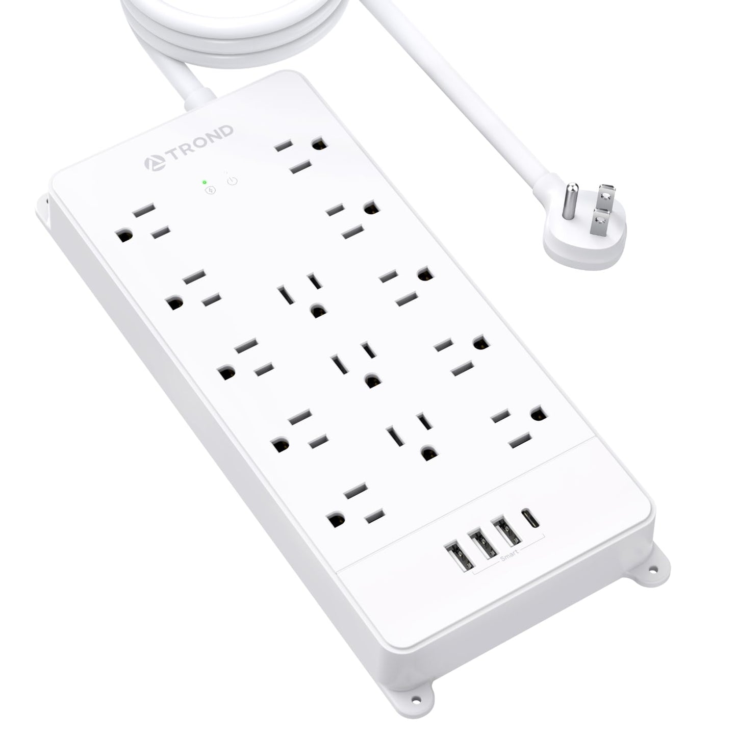 TROND Surge Protector Power Strip, 4000 Joules, ETL Listed, 13 Widely-Spaced Outlets Expansion with USB C Ports, Low-Profile Flat Plug, Wall Mountable, 5ft Extension Cord, 14AWG Heavy Duty, Black