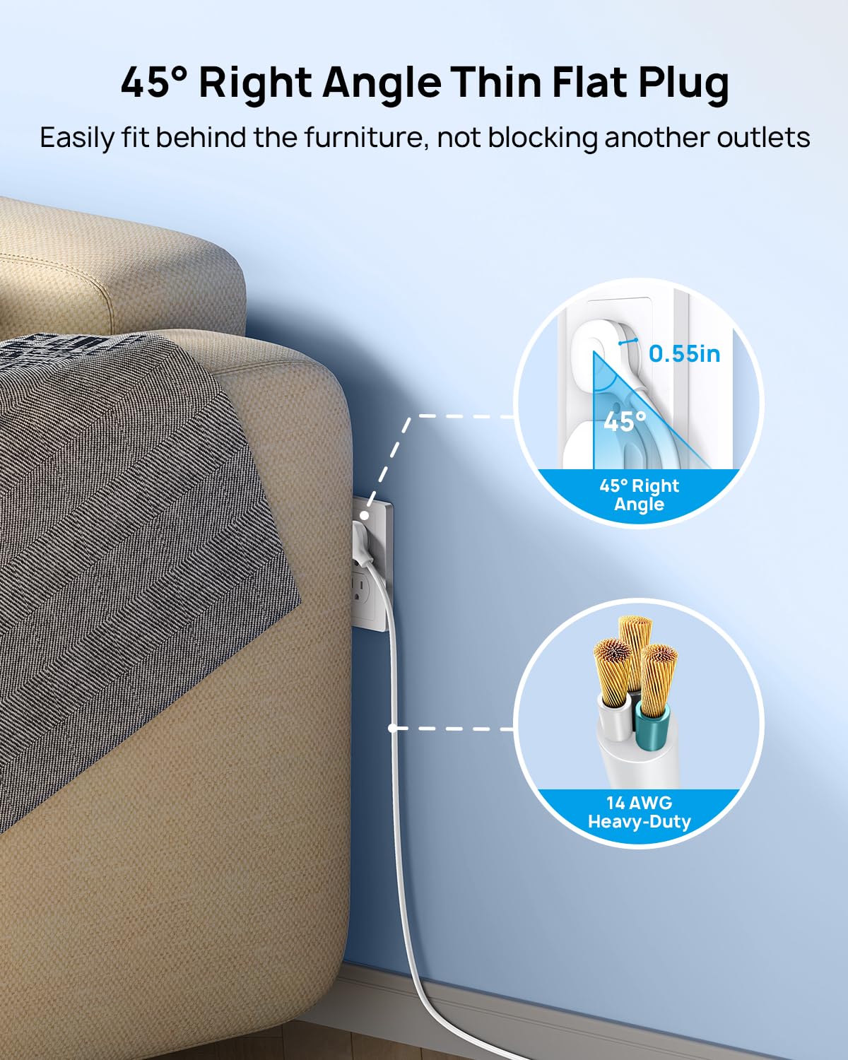 TROND Surge Protector Power Strip, 4000 Joules, ETL Listed, 13 Widely-Spaced Outlets Expansion with USB C Ports, Low-Profile Flat Plug, Wall Mountable, 5ft Extension Cord, 14AWG Heavy Duty, Black