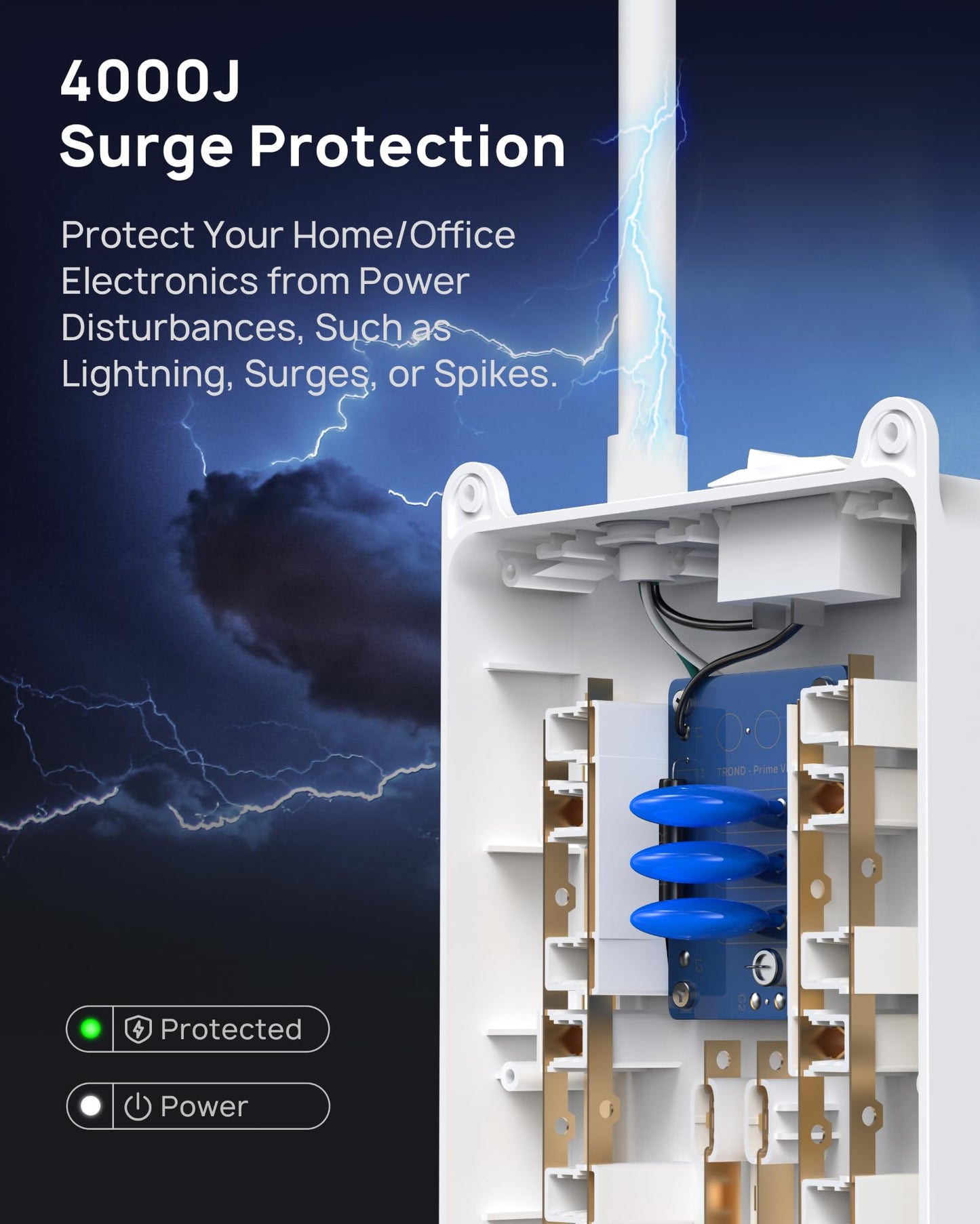 TROND Surge Protector Power Strip, 4000 Joules, ETL Listed, 13 Widely-Spaced Outlets Expansion with USB C Ports, Low-Profile Flat Plug, Wall Mountable, 5ft Extension Cord, 14AWG Heavy Duty, Black