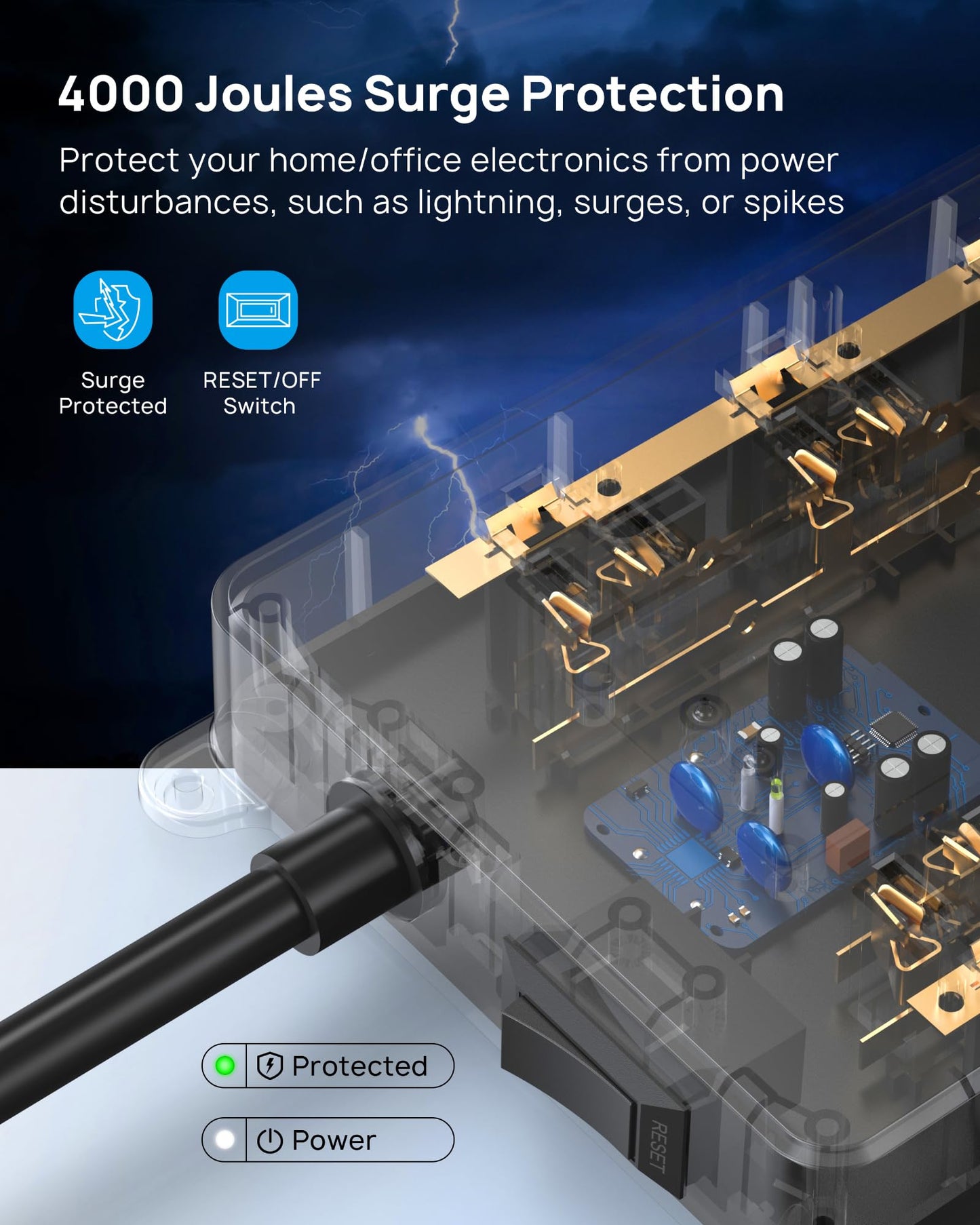 TROND Surge Protector Power Strip, 4000 Joules, ETL Listed, 13 Widely-Spaced Outlets Expansion with USB C Ports, Low-Profile Flat Plug, Wall Mountable, 5ft Extension Cord, 14AWG Heavy Duty, Black