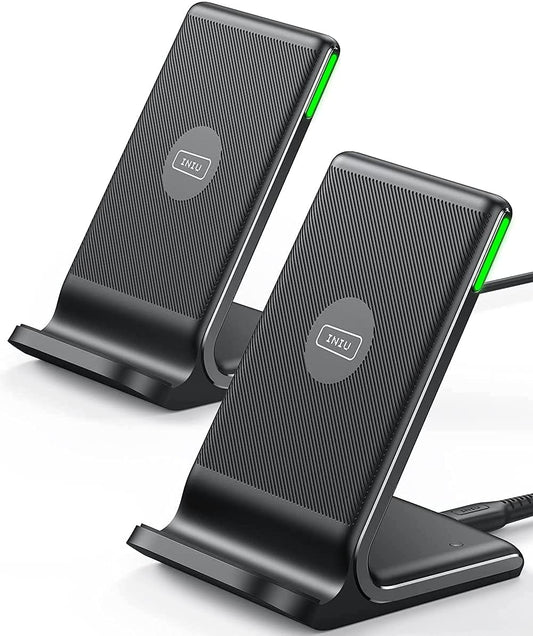 INIU Wireless Charger, 15W Fast Qi Certified Wireless Charging Station with Sleep-Friendly Adaptive Light Compatible with iPhone 16 15 14 13 Pro XS 8 Plus Samsung Galaxy S25 S24 S23 Note 20 Google etc